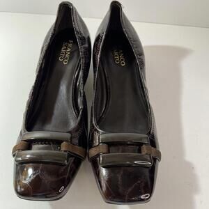 Franco Sarto Shoes Womens Size 8.5 Pumps Man Made Leather 1.5 Inch Block Heel